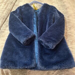 For love and lemons blue faux fur coat small